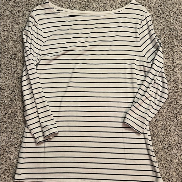 a new day Tops - a new day Women's Long Sleeve Top - Navy and White Stripes
